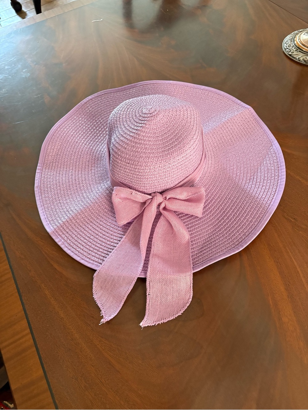 Women’s Wide-Brim Sun Hat with Bow - Purple